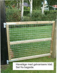 Låge. H:105cm. x B:105cm. med kraftig  trådnet. Alle beslag og skruer medfølger.