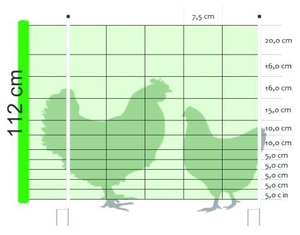 Netindhegning til høns, H: 112cm. L: 50m